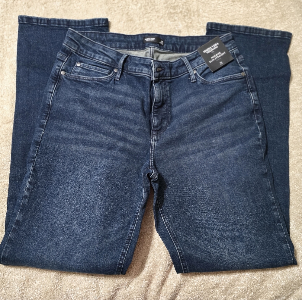 NWT Size 10 Long Simply Vera Vera Wang Dark Blue Straight Leg Jeans